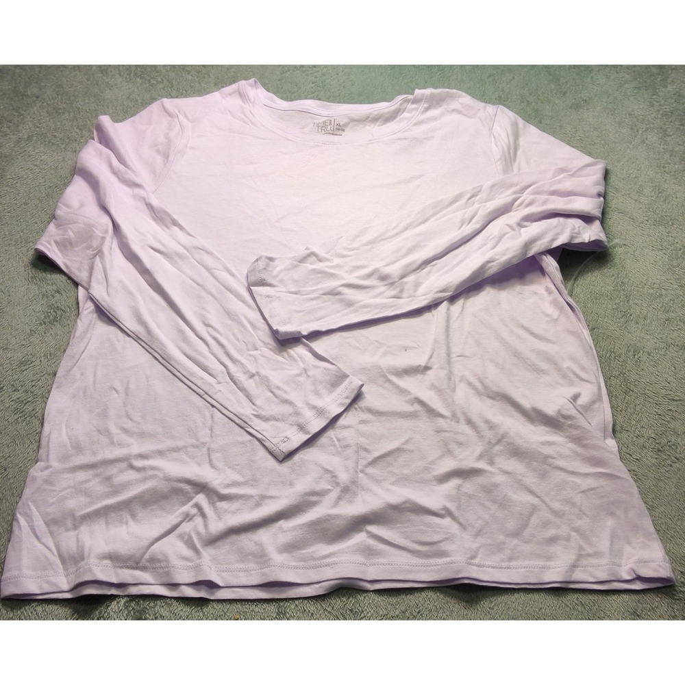 Time and Tru Womens XL Soothing Lilac Long Sleeve Core Crew Tee